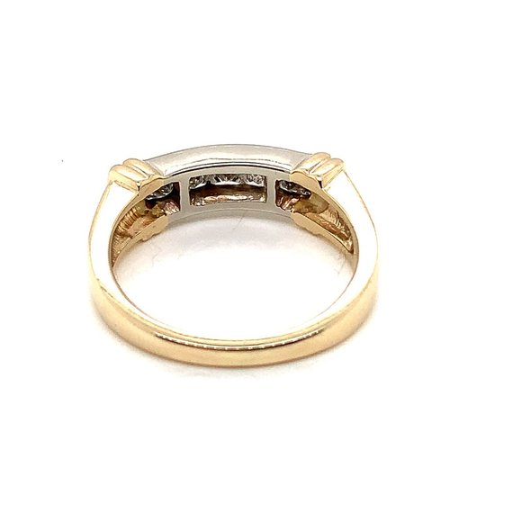 Princess Cut Diamond 14K Two Tone Gold Unisex Ring - Picture 3 of 4